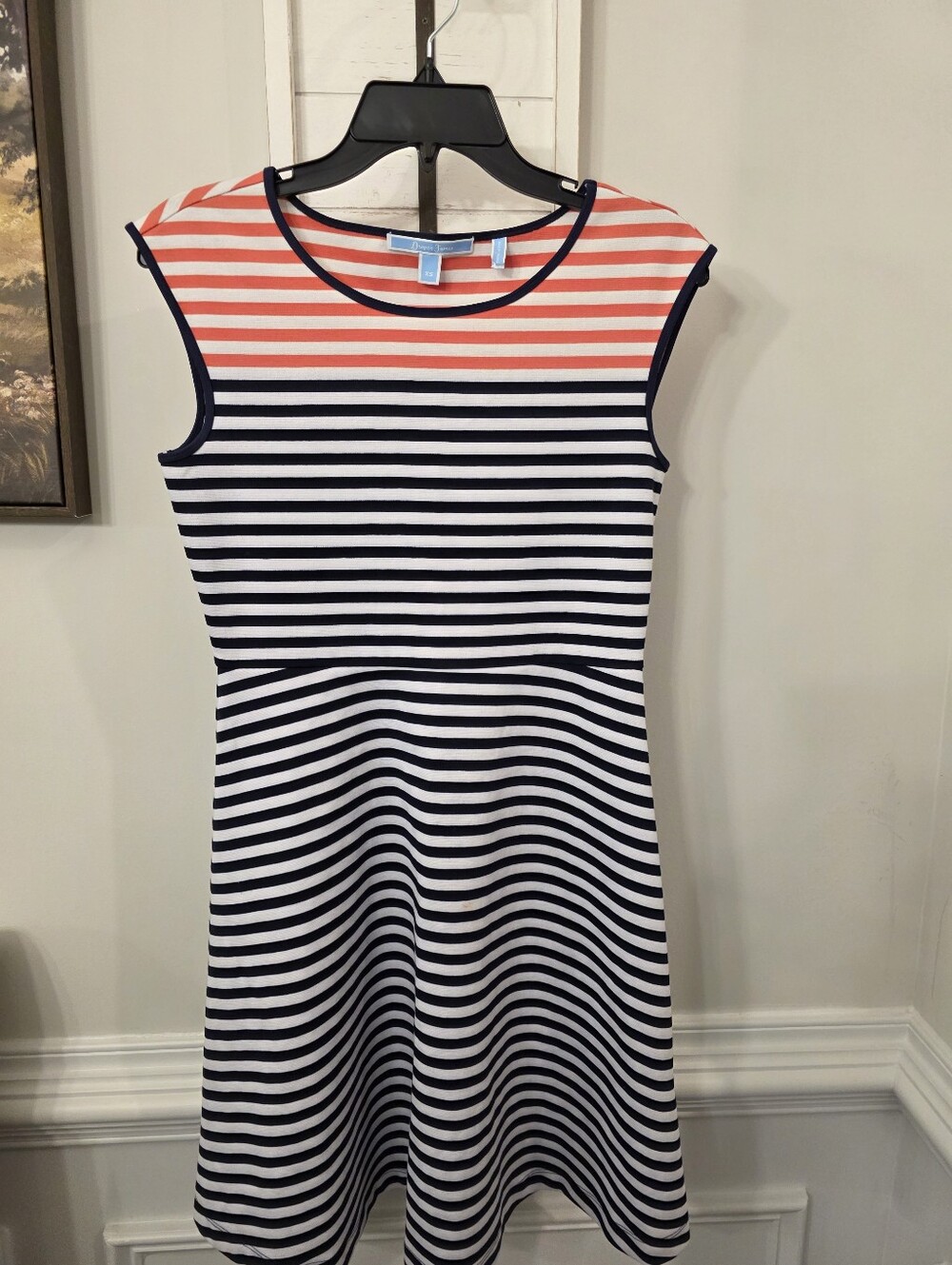 Draper James Navy And White Striped A-Line Nautical Style Dress XS